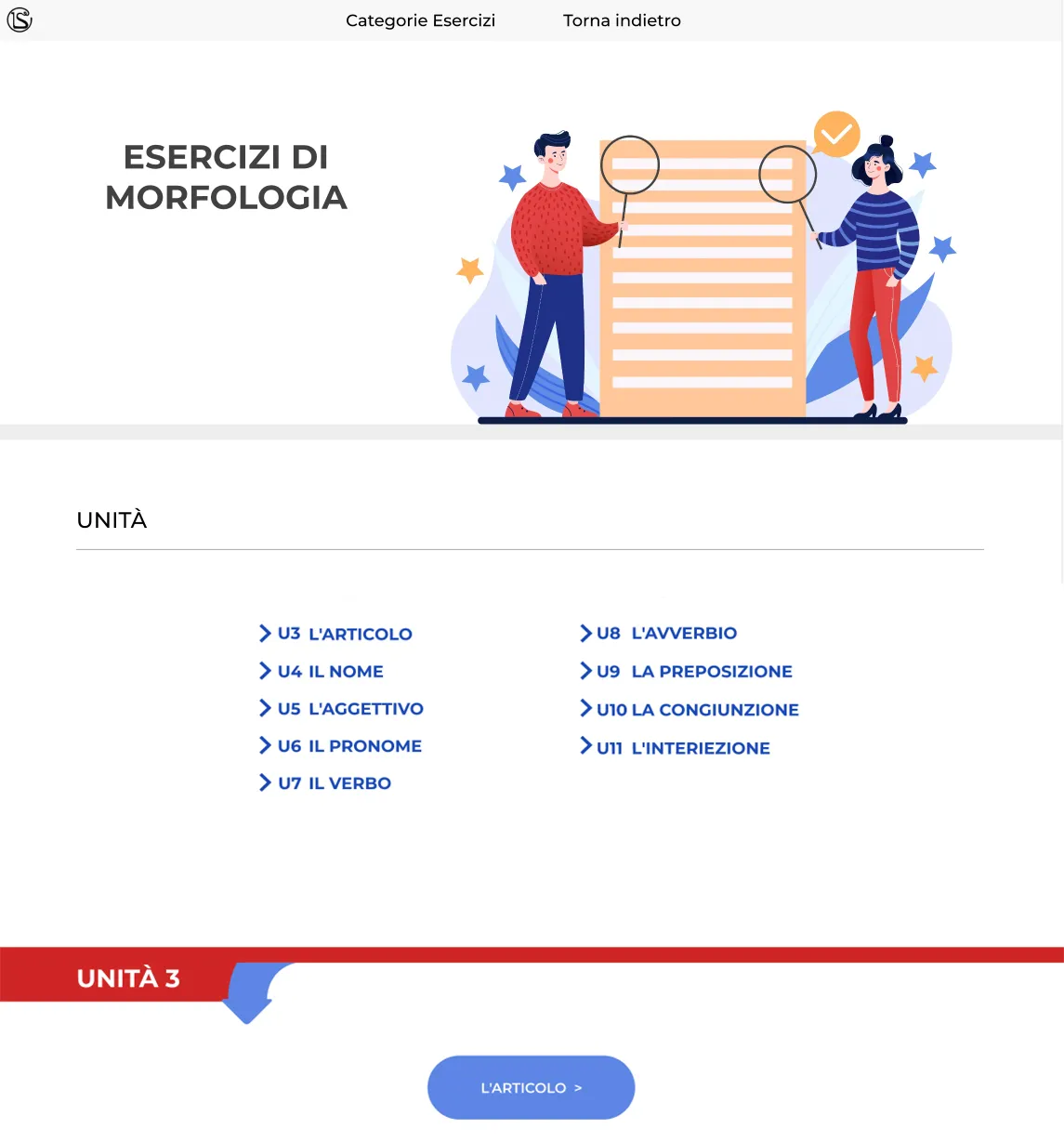 Schermata da Ambiente Grammatica