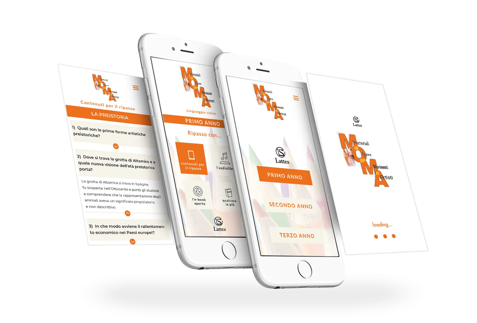 Schermate dell'app M.O.MA.