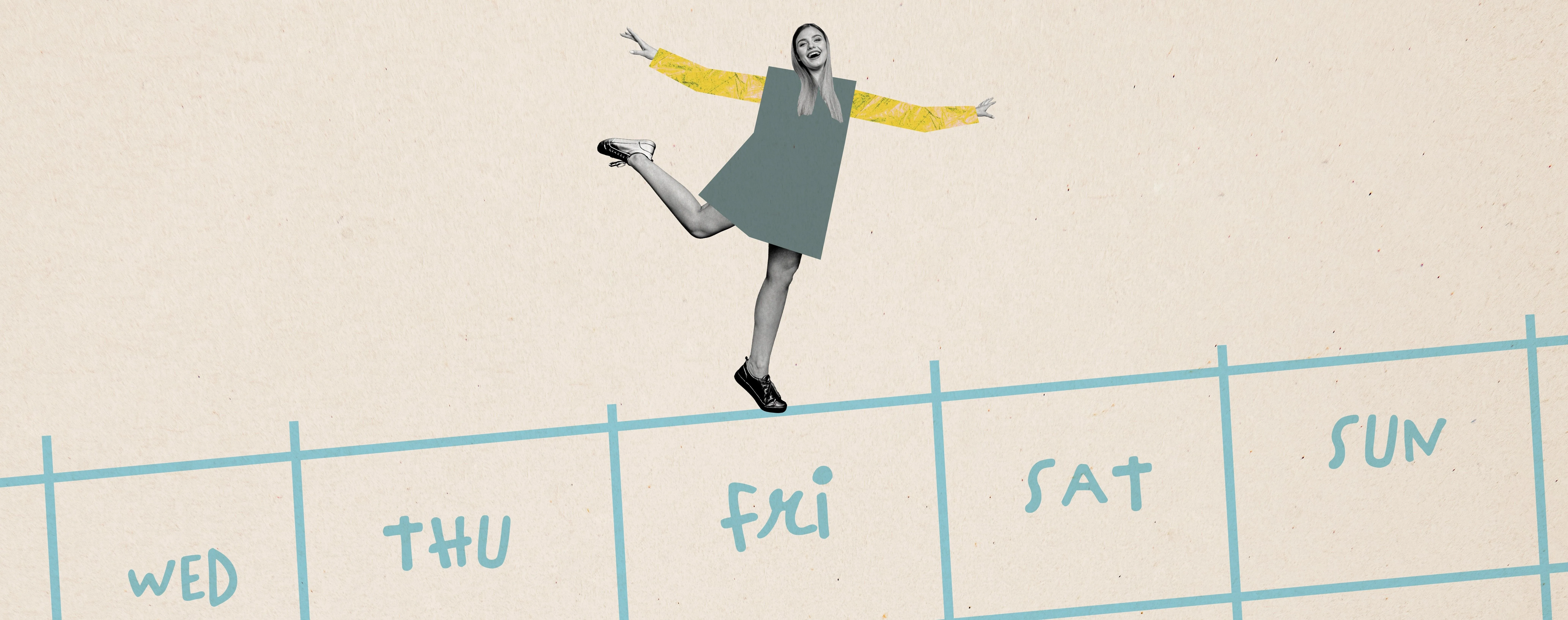 Illustrazione di una studentessa su un calendario, simbolo dell’organizzazione del tempo scuola