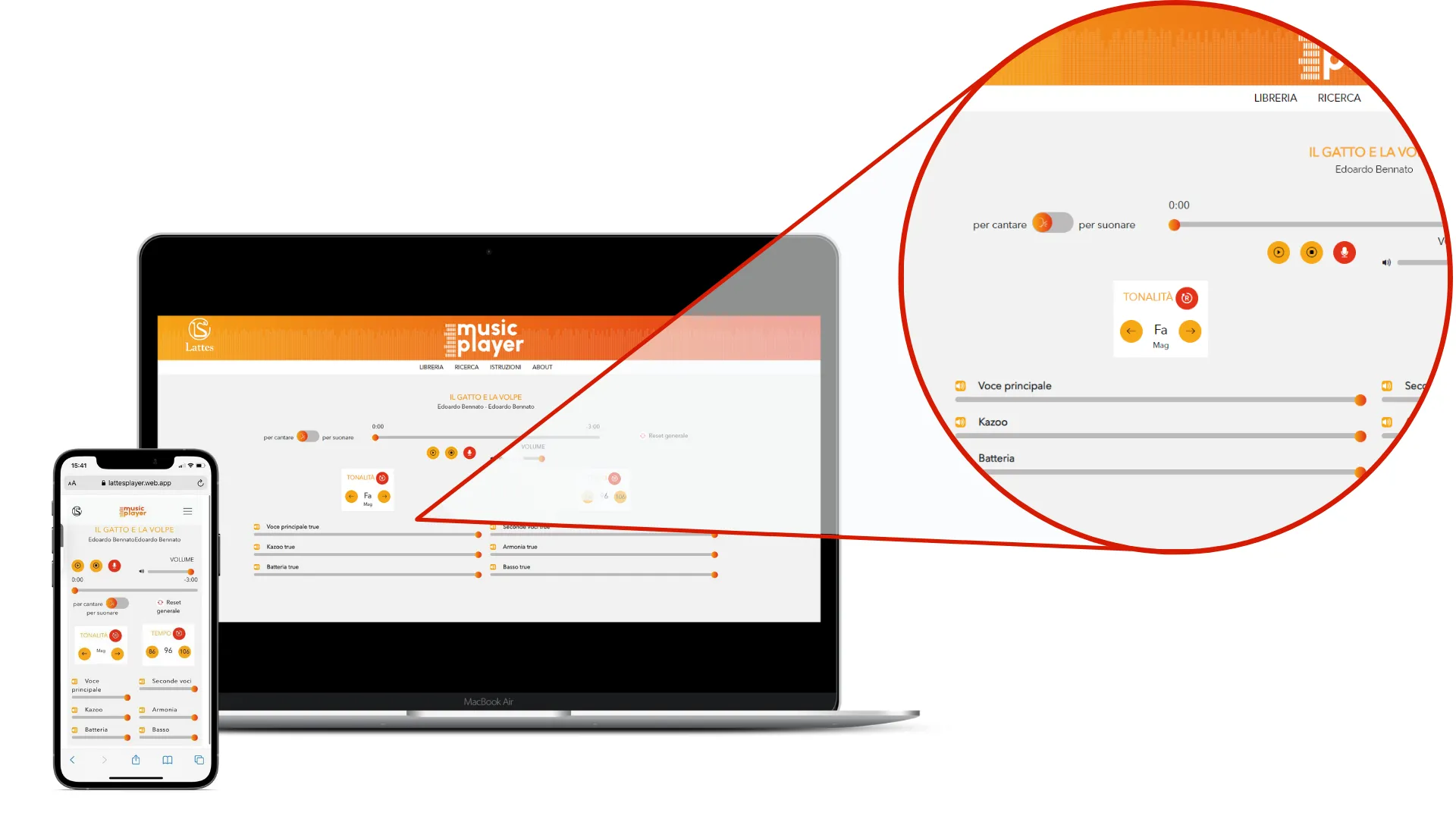 Schermata del Music Player