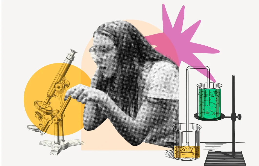 Una studentessa in un laboratorio scolastico, impegnata in attività pratiche di scienze, tecnologia, ingegneria e matematica (STEM). Utilizza strumenti tecnologici ed è concentrata su un esperimento scientifico.