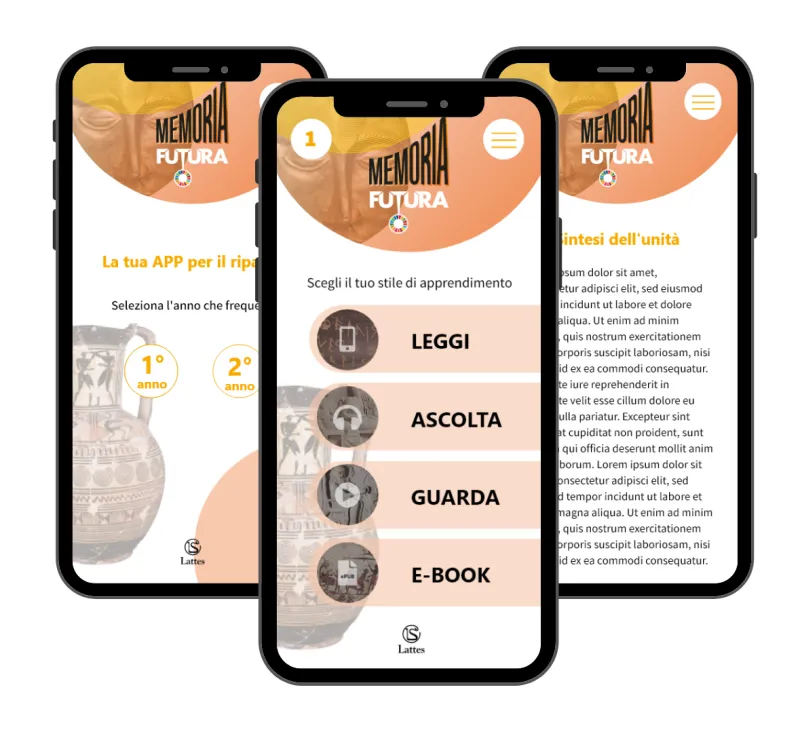 Schermate dell'app Memoria Futura