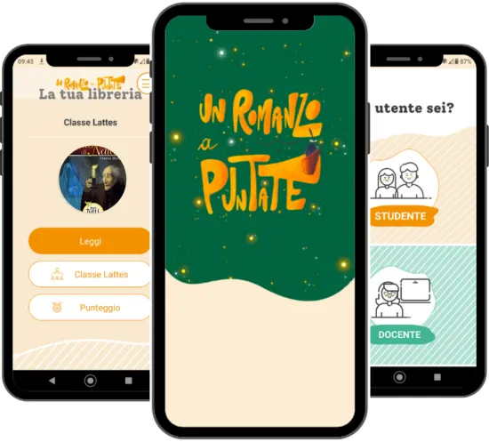 Schermate dell'app Un Romanzo a Puntate
