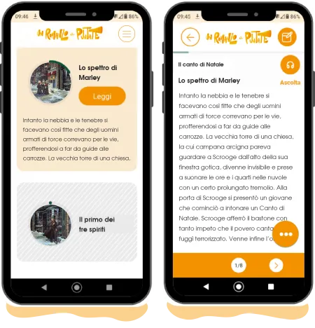 Schermate dell'app Un Romanzo a Puntate