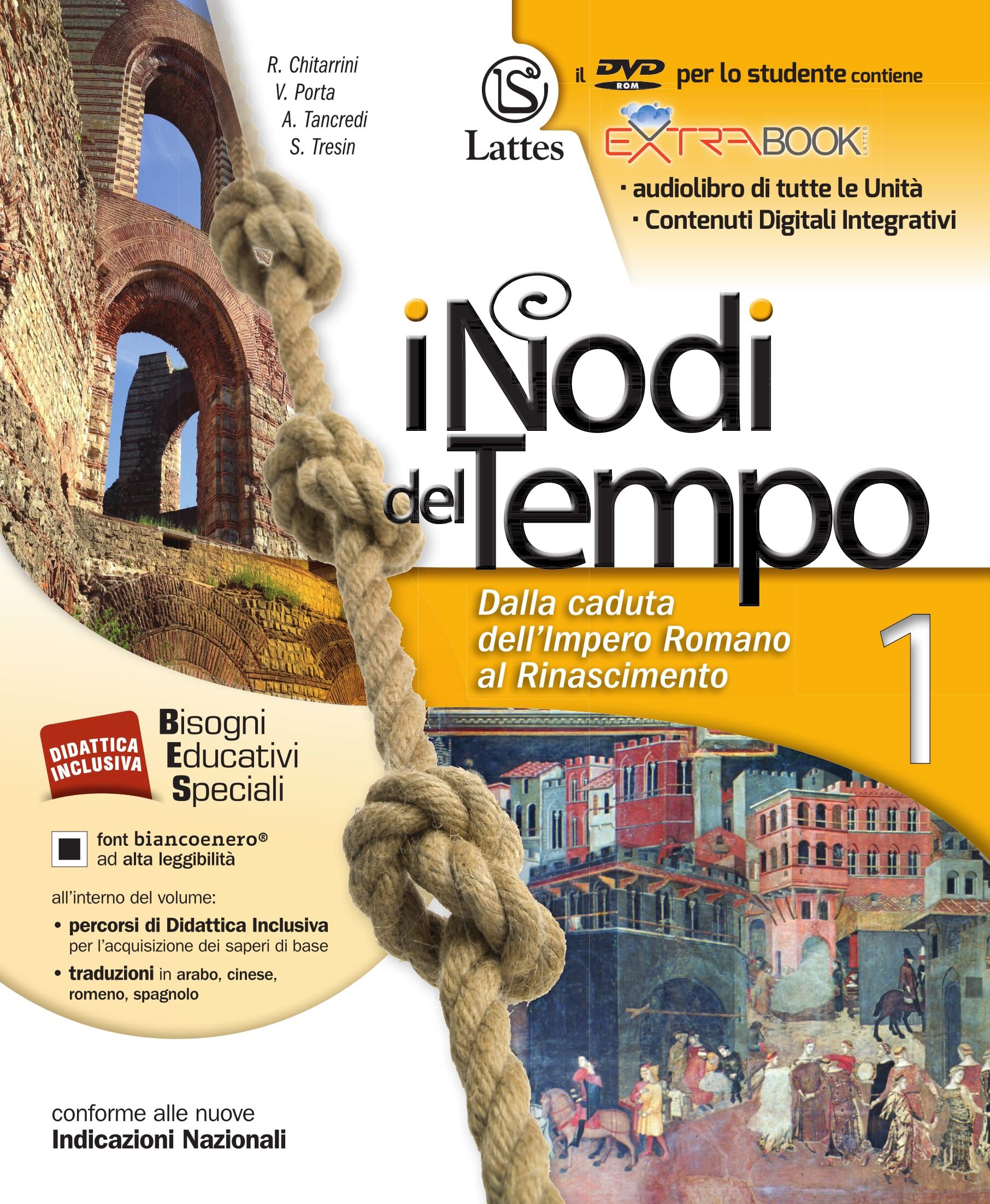 <h1><strong>I nodi del tempo</strong></h1>
<h2>R. CHITARRINI – V. PORTA – A. TANCREDI – S. TRESIN
</h2>
<img src="/images/nodi-del-tempo-1.jpg" alt="Copertina del libro I nodi del tempo">
<p>
    <a href="https://teachbox.latteseditori.it/copie-saggio/saggi-cartacei">RICHIEDI LA COPIA SAGGIO!</a>
</p>
<h3>Contenuto:
</h3>
<ul>
        <li>

        
<h3>Caratteristiche generali</h3>


<div><p>Il corso è articolato in<strong><span> </span>Parti</strong><span> </span>suddivise in<span> </span><strong>Unità</strong>; in apertura di ogni Parte vengono declinati:</p>
<ul>
<li>i<span> </span><strong>Contenuti Digitali Integrativi</strong>;</li>
<li>le attività dedicate ai<span> </span><strong>Bisogni Educativi Speciali</strong>, presenti sia dentro il libro (Didattica inclusiva) sia in volumi a parte (Didattica compensativa);</li>
<li>gli<span> </span><strong>Obiettivi Didattici</strong><span> </span>soddisfatti dall’Unità stessa.</li>
</ul>
<p>Segue una doppia pagina introduttiva all’intera Parte e pensata in chiave di Didattica Inclusiva: accanto ad una essenziale linea del tempo, viene delineato il percorso degli eventi, con evidenziate le parole chiave che, insieme al titolo della Parte, sono tradotte nelle 4 lingue maggiormente in uso tra gli stranieri giunti in Italia: romeno, spagnolo, arabo e cinese. <br />Tale doppia pagina è completata dallo Scenario degli eventi: una carta geostorica, commentata, presente nel fascicoletto di Carte storiche allegato a ciascun volume.<br />Le varie Unità si aprono tutte con una ulteriore carta geostorica e una linea del tempo più dettagliata.<br />Ogni Unità si conclude con una doppia pagina di Ripasso attivo, anch’essa pensata in chiave di Didattica inclusiva; si trovano qui (da completare) una Sintesi dell’Unità e una mappa concettuale, entrambe in carattere ad alta leggibilità.<br />Segue la Verifica dei contenuti, articolata secondo gli Obiettivi Didattici indicati dalle Nuove Indicazioni Nazionali. In particolare, per quanto concerne il lavoro sulle fonti, uno dei brani è sempre accompagnato da un’esercitazione sul modello della Prova Invalsi.</p></div>


    </li>
        <li>

        
<h3>Competenze</h3>


<div><p>Il lavoro mirato allo sviluppo delle Competenze, indicate dalle Nuove Indicazioni Nazionali, viene integrato dal Quaderno delle competenze, che vede sezioni teoriche dedicate alla costruzione delle Competenze affiancate da esercitazioni pratiche.</p></div>


    </li>
        <li>

        
<h3>Didattica inclusiva</h3>


<div><p>Il narrato storico, scandito in paragrafi, è accompagnato da un colonnino di<span> </span><strong>Studio guidato</strong>, anch’esso realizzato in chiave di Didattica inclusiva: vi si trovano infatti aiuti alla comprensione ed alla memorizzazione del testo:<span> </span><em>Glossario, Causa-Effetto, Fissa la data, Fissa il concetto.<br /></em>Ogni Unità si conclude con una doppia pagina di<span> </span><strong>Ripasso attivo</strong>, anch’essa pensata in chiave di<span> </span><strong>Didattica inclusiva</strong>; si trovano qui (da completare) una<span> </span><strong>Sintesi dell’Unità</strong><span> </span>e una<span> </span><strong>mappa concettuale</strong>, entrambe in carattere ad alta leggibilità.</p>
<p><strong>AGGIORNAMENTO ANASTASIS PER WINDOWS 10</strong><br />È stato rilasciato dalla <strong>Cooperativa Anastasis</strong> l'aggiornamento che rende compatibili i software abbinati ai testi Lattes con l'ultima versione di <strong>Windows 10</strong>.</p>
<p><img src="https://www.latteseditori.it/images/logo-Anastasis.png" alt="logo Anastasis" width="200px" data-cmp-info="10" /><br /><a href="http://download.anastasis.it/assistenza/FixLattes.exe" data-cmp-ab="2">Clicca qui per scaricare l'aggiornamento.</a></p></div>


    </li>
        <li>

        
<h3>Il digitale</h3>


<div><p>Il corso è inoltre arricchito da C<strong>ontenuti Digitali Integrativi</strong>, presenti sia sulla<strong><span> </span>piattaforma bSmart</strong><span> </span>sia sul<strong><span> </span>DVD</strong><span> </span>contente lo sfoglialibro interattivo:</p>
<ul>
<li>versione<span> </span><strong>audio</strong><span> </span>di tutti i paragrafi delle Unità;</li>
<li><strong>letture</strong><span> </span>di approfondimento;</li>
<li><strong>lezioni interattive</strong><span> </span>già predisposte per la LIM, con verifica finale;</li>
<li><strong>esercizi interattivi;</strong></li>
<li><strong>mappe attive;</strong></li>
<li><strong>sintesi attive;</strong></li>
<li><strong>audio con scorrimento</strong><span> </span>del testo delle pagine di Didattica Inclusiva;</li>
<li><strong>carte geostoriche</strong><span> </span>visualizzabili a<strong><span> </span>livelli;</strong></li>
<li><strong>esercizi di trascinamento</strong><span> </span>dei termini più significativi, relativi a carte tematiche o a tavole illustrate;</li>
<li>brevi<strong><span> </span>documentari;</strong></li>
<li><strong>spezzoni cinematografici;</strong></li>
<li><strong>linea del tempo</strong><span> </span>continua, scorrevole e integrabile con ulteriori date.</li>
</ul>
<p> <br /><strong>Storica: Grande Laboratorio multimediale interattivo.<br /></strong>Inoltre sul <strong>TeachBox</strong>, sono presenti ulteriori contenuti digitali dedicati al Docente.</p></div>


    </li>
        <li>

        
<h3>Per il docente</h3>


<div><ul>
<li>
<p>Una<span> </span><strong>Guida</strong><span> </span>che contiene:</p>
<ul>
<li>la guida alla programmazione;</li>
<li>le verifiche sommative;</li>
<li>le soluzioni di tutti gli esercizi.</li>
</ul>
</li>
</ul></div>


    </li>
    </ul>
<h3>Configurazioni di vendita:</h3>
<div>

    




<div>ISBN 978-88-8042-787-2</div>

<p>€ 24,50</p>



</div>
<div><ul>
<li>Volume 3 - <em>Il Novecento</em> (pp. 432) con Carte storiche (pp. 12)</li>
<li>Mi preparo per l'interrogazione (pp. 40)</li>
</ul></div>
<h3>Libro digitale:</h3>
<h5>Questa versione non comprende il libro cartaceo</h5>
<div>

    




<div>ISBN 978-88-8042-790-2</div>

<p>€ 20,83</p>



</div>
<div><ul>
<li>Volume 3 - <em>Il Novecento</em> (pp. 432) con Carte storiche (pp. 12)</li>
<li>Mi preparo per l'interrogazione (pp. 40)</li>
</ul></div>
<p>
    <a href="https://store.bsmart.it/it/IT/products/i-nodi-del-tempo-vol-3-con-carte-storiche-mi-preparo-per-l-interrogazione">Acquista su bSmart</a>
</p>
<p>
    <a href="https://web.latteseditori.it/formazione-lista-corsi/categoria/webinar-gratuiti/">SCOPRI I NOSTRI WEBINAR!</a>
</p>