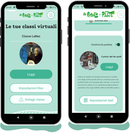 Schermate dell'app Un Romanzo a Puntate